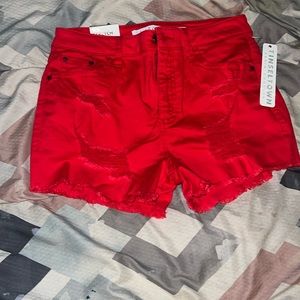 Red Jean Shorts